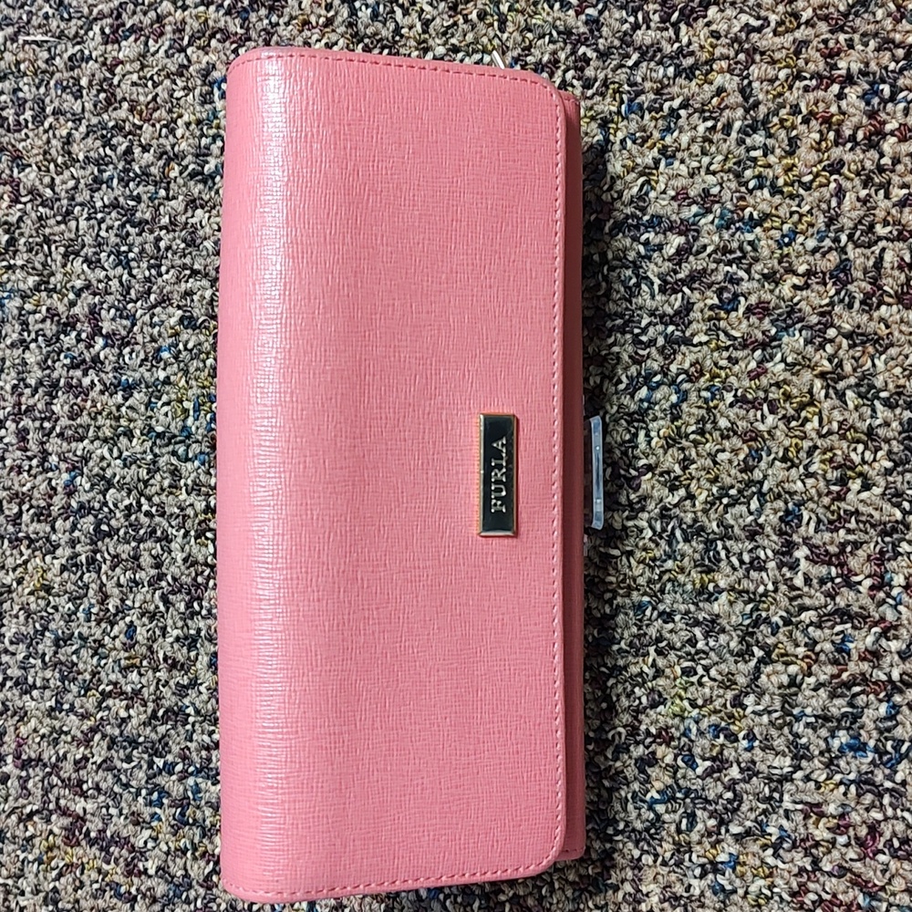 **TRADED** Furla EUC Bubblegum Pink Leather Flap Over Long Wallet (W66)